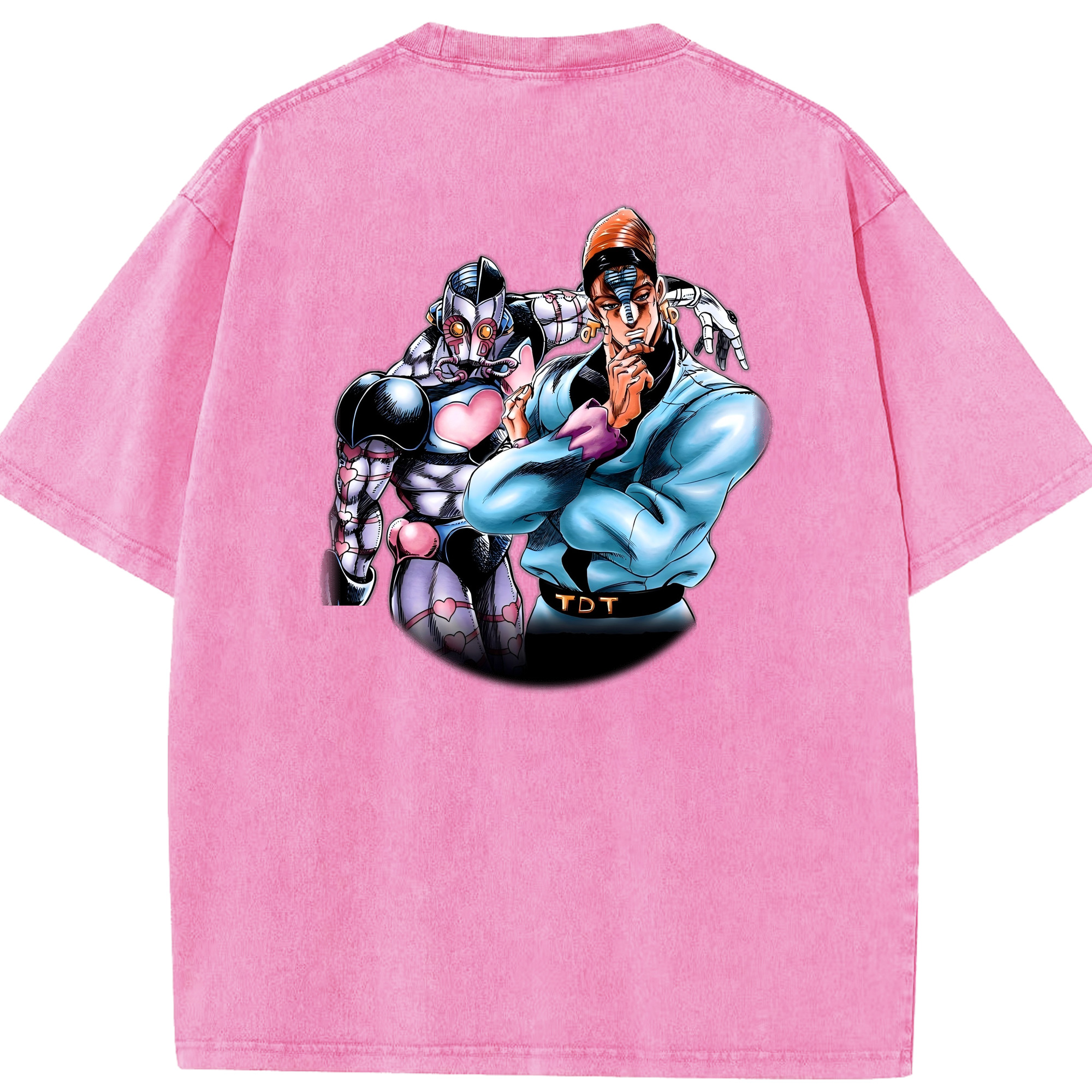 （画像用） ジョジョの奇妙な冒険 ひがしかた じょうすけ JoJo's Bizarre Adventure Higashikata Josuke 綿100% ヴィンテージ風 半袖Tシャツ（背面プリント）